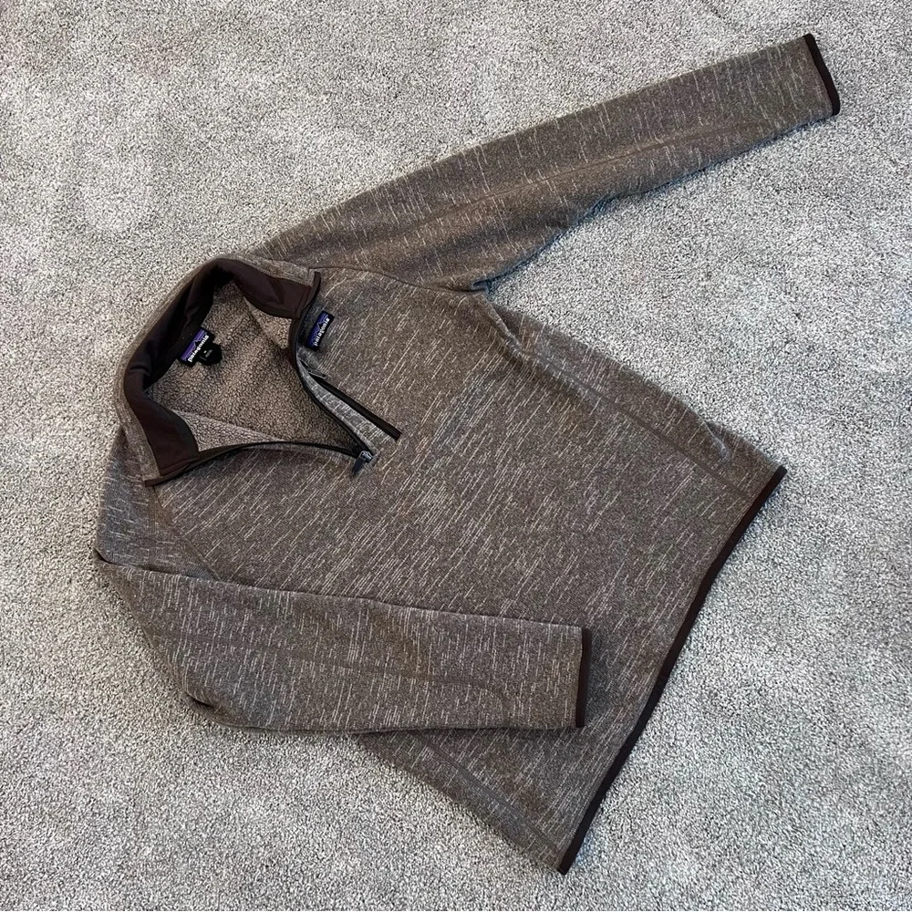 Patagonia Men’s Better Sweater 1/4 Zip Fleece Brown Polyester STY25522 Sz medium